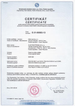 Certifikát BAIR 900