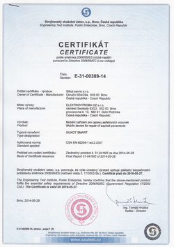 certifik&aacute;t Silkot Smart 2